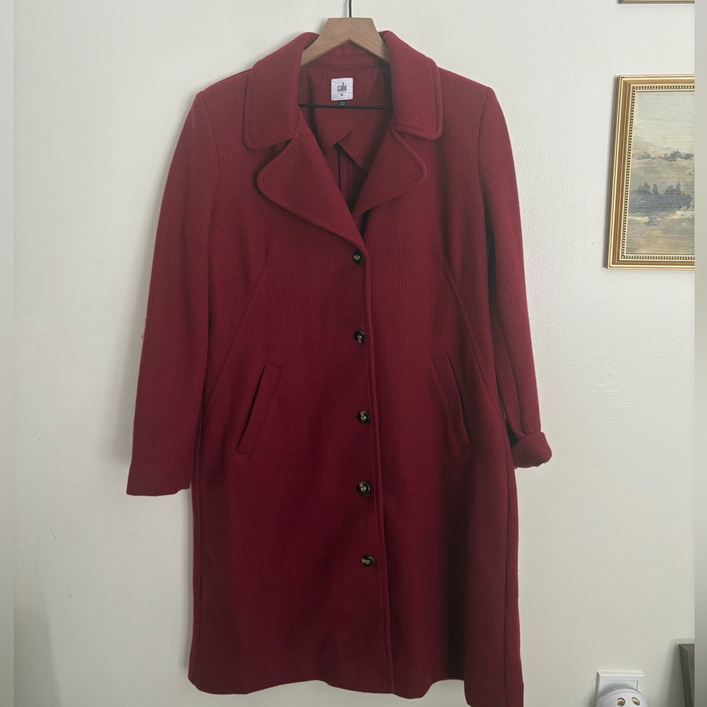 Cabi Coming In Hot Topper Long Jacket Women’s Medium NWOT #4672 Burgundy Red CB